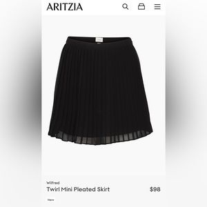 Aritzia Wilfred Twirl pleated chiffon mini skirt